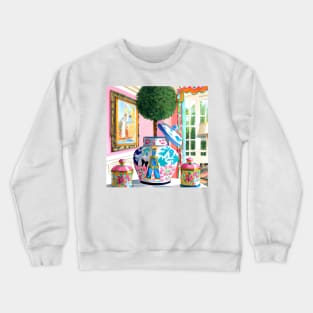 Topiary in fantasy chinoiserie jar Crewneck Sweatshirt